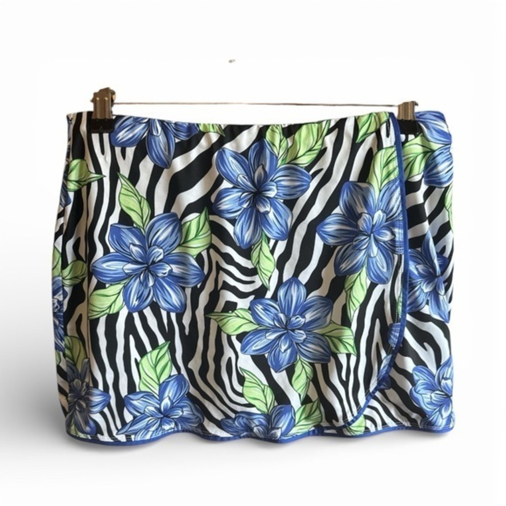 Zebra Print Skirt with Blue Floral Design Golf Tennis Prep Athletic Skort Small